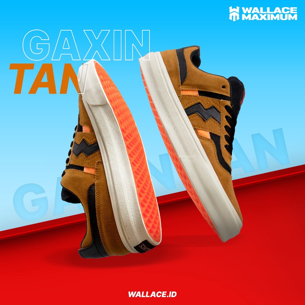 WAMA GAXIN BLACK 39-43 Sepatu Sneakers Pria SEPATU SKATEBOARD BMX olahraga lari main sepatu vulcanized SEPATU BRAND LOKAL WALLACE MAXIMUM-Gaxin Tan