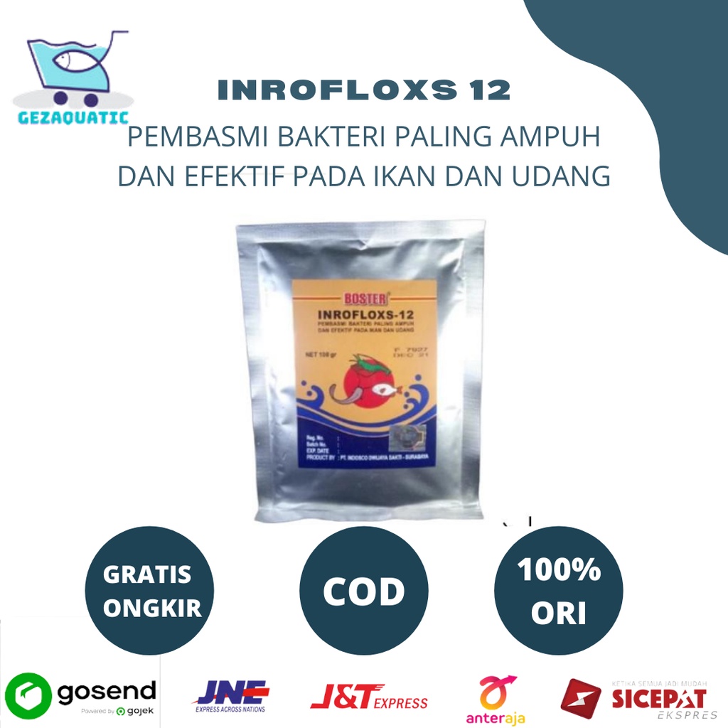 Jual Obat Antibiotik Ikan Boster Inrofloxs Serbuk Gram Shopee