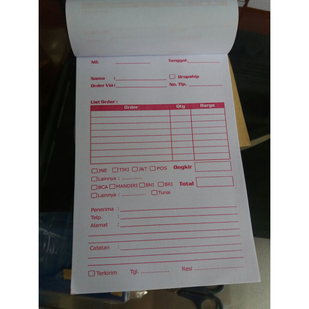 Buku List Order Buku Rekap Order Perlengkapan Online Shop