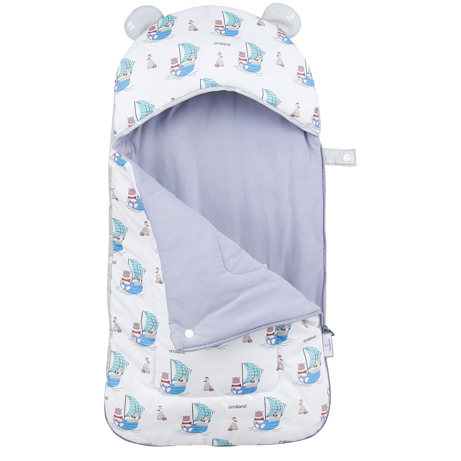 Omiland Sleeping Bag Sailor Alpaca Series Kantong Tidur Bayi Selimut Topi Baby Blanket Lembut dan Hangat Original