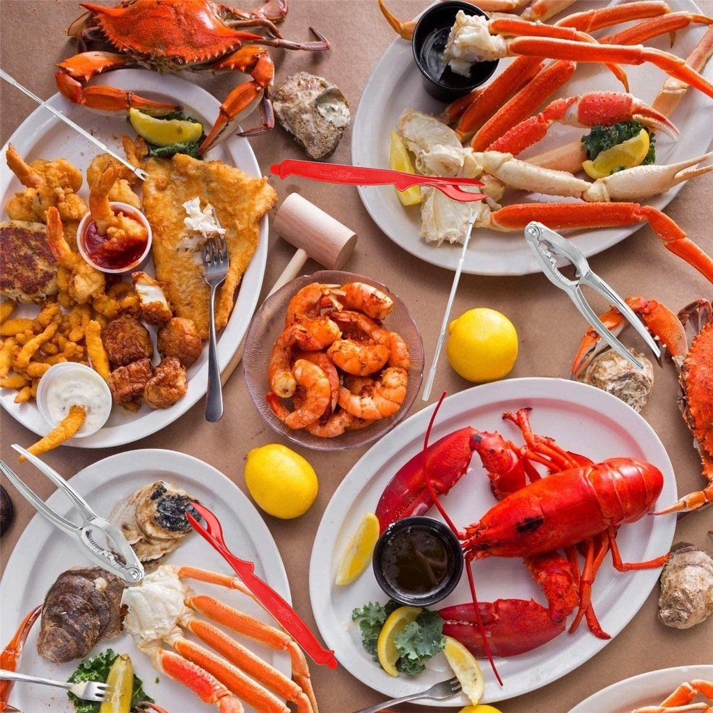 Solighter Seafood Alat Set Aksesoris Berguna Kerang Lobster Kaki Pemipil Kacang Kerupuk Garpu Set