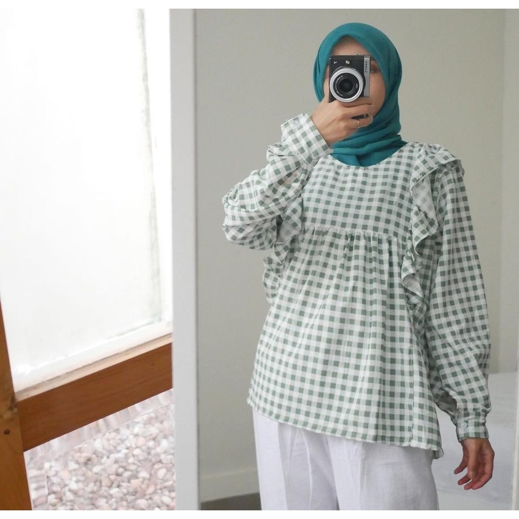 ZELYN BLOUSE KOTAK-KOTAK KANA BLOUSE