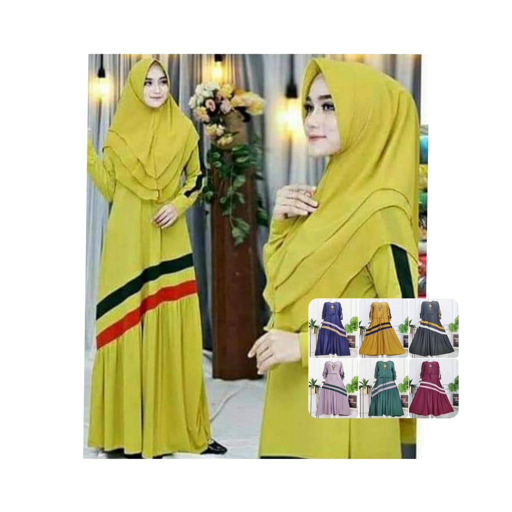 LANGSUNG KIRIM gamis jersy lemonskin plat terlaris  / gamis terbaru /beseller