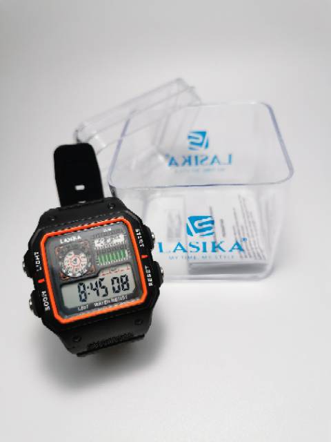 Jam tangan digital model segi petak Sporty water Resist Lasika 897