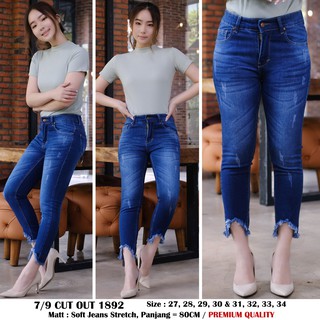 CELANA JEANS WANITA 7/9 CUT OUT 1892 PREMIUM Kekinian