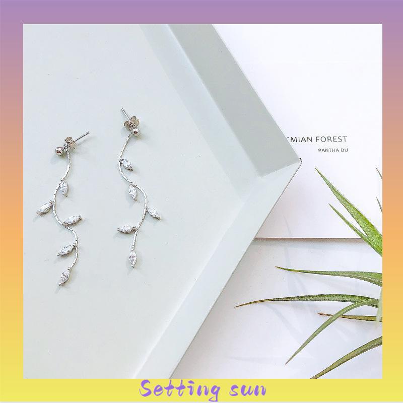 S925 Silver Willow Earrings Wanita Temperamen Anting Rumbai Panjang Sederhana TN