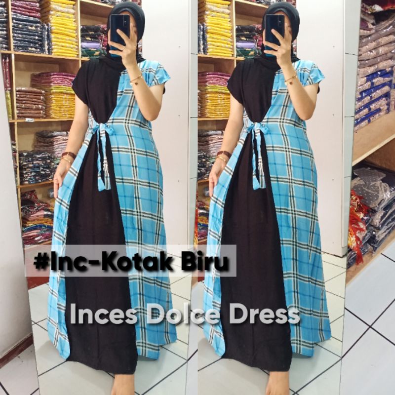 Daster Arab DOLCE INCES Original Label Dress Rayon Super-KOTAK: BIRU