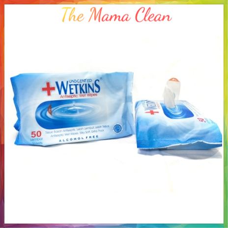 Tissue Basah Wetkins Antiseptic 10'S 24'S &amp; 50'S Tisu Basah Antiseptic Baby Wet Wipes Tisu Basah Bayi