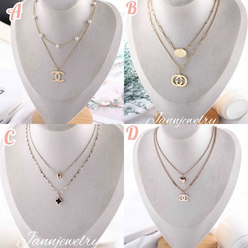 kalung titanium new fashion double layer anti karat [KL-3]