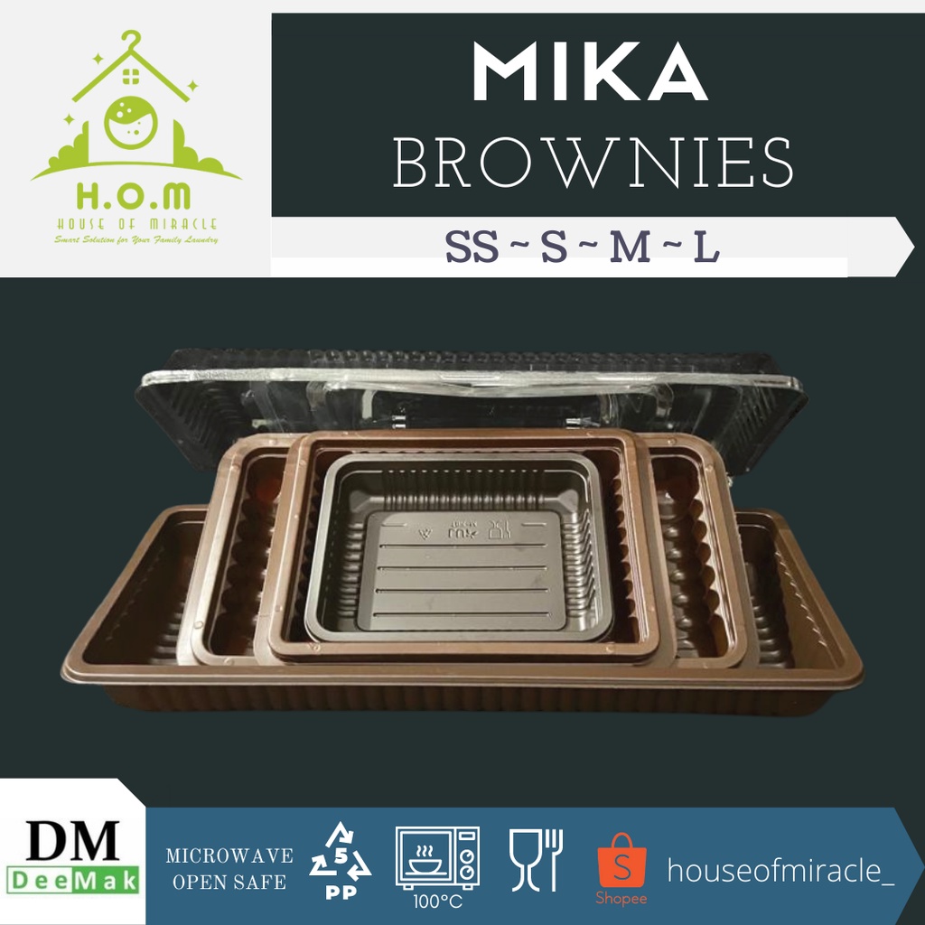 Mika Brownies Plastik Small (S) | Mika Brownies Size S / Mika Plastik Tempat Kue Brownies Ukuran S /