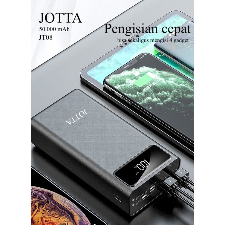 Powerbank JOTTA JT08 kapasitas 50.000 mAh original fast charging garansi 1Tahun.