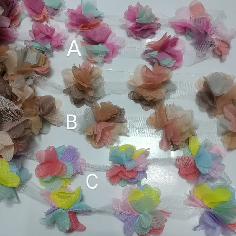 Bunga Frill/Kertas pelangi per 12 pcs