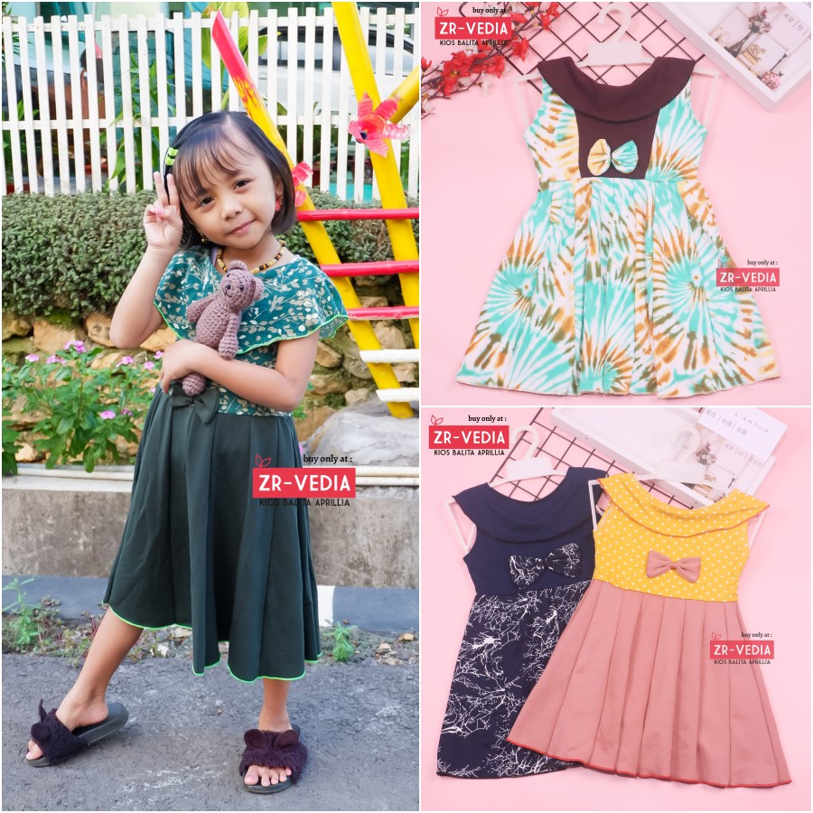 Dress Cantika size Bayi - 7 Tahun / Dres Yukensi Murah Grosir Baju Anak Perempuan Harian Gaun Polos
