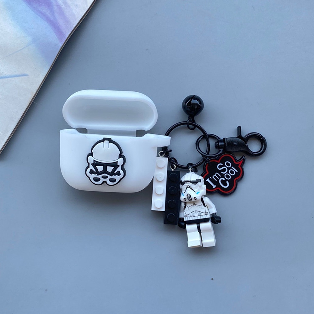 Case Bahan Silikon Motif Kartun Dengan Gantungan Kunci Untuk AirPods Pro