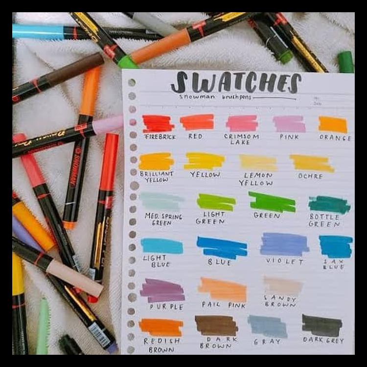 

BAYAR DITEMPAT PAKET 36 WARNA SNOWMAN BRUSHPEN BRUSH PEN KUAS SPIDOL KALIGRAFI WARNA KODE 1309