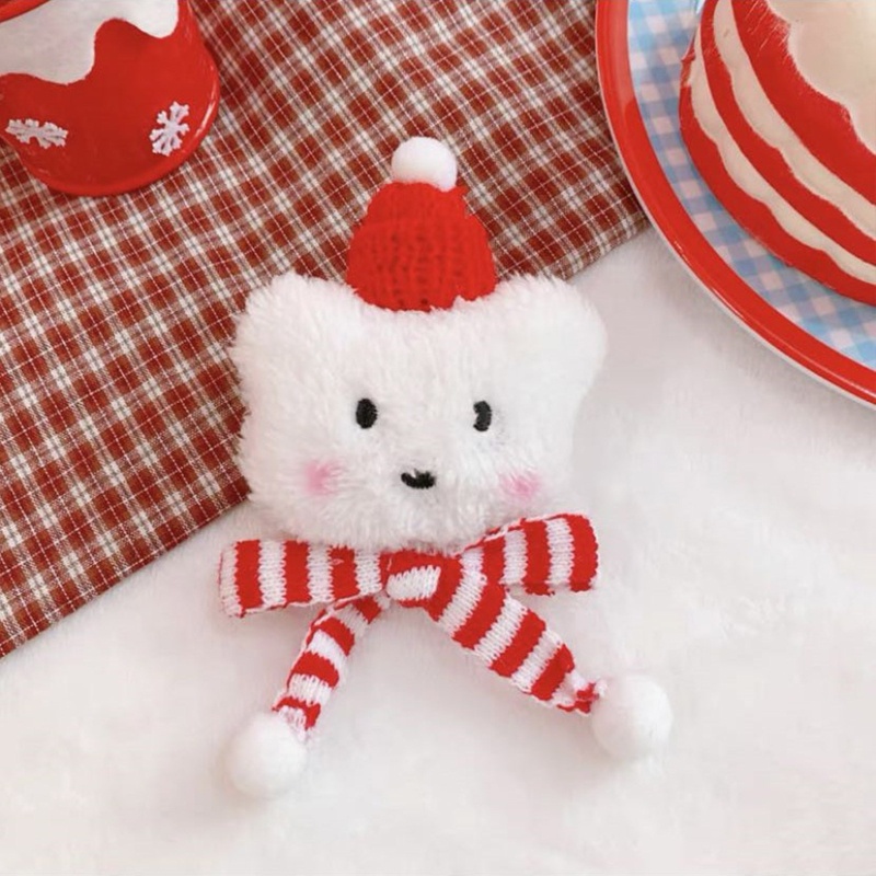 Bros Lencana Bentuk Beruang Bahan Plush Gaya Korea Untuk Ornamen Pakaian Natal