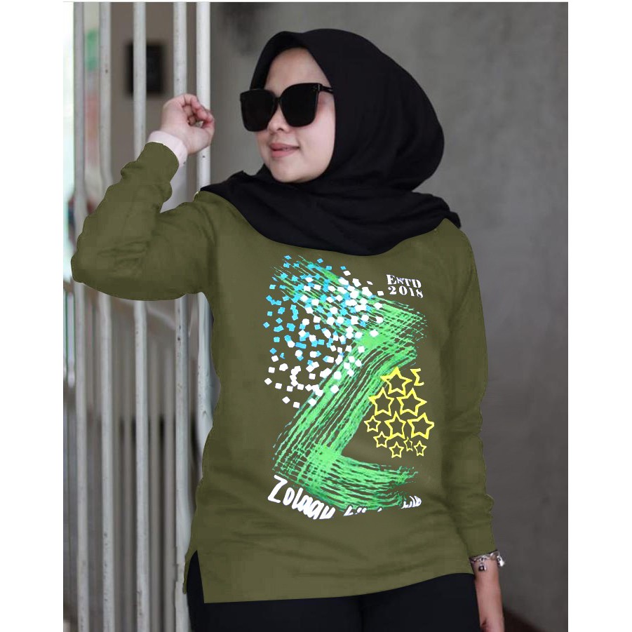 BISA COD✔️ BLOUSE NARRA ZLQ BIG SIZE / ATASAN LENGAN PANJANG WANITA MUSLIM SIZE L-XL-XXL