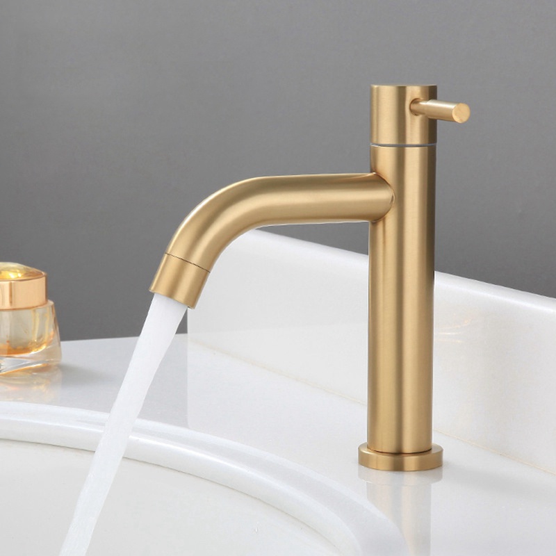 Brush Gold Single Cold Basin Faucet 304 Material Basin Mixer Bathroom Sink Faucet Water Wash Mixer Tap-A