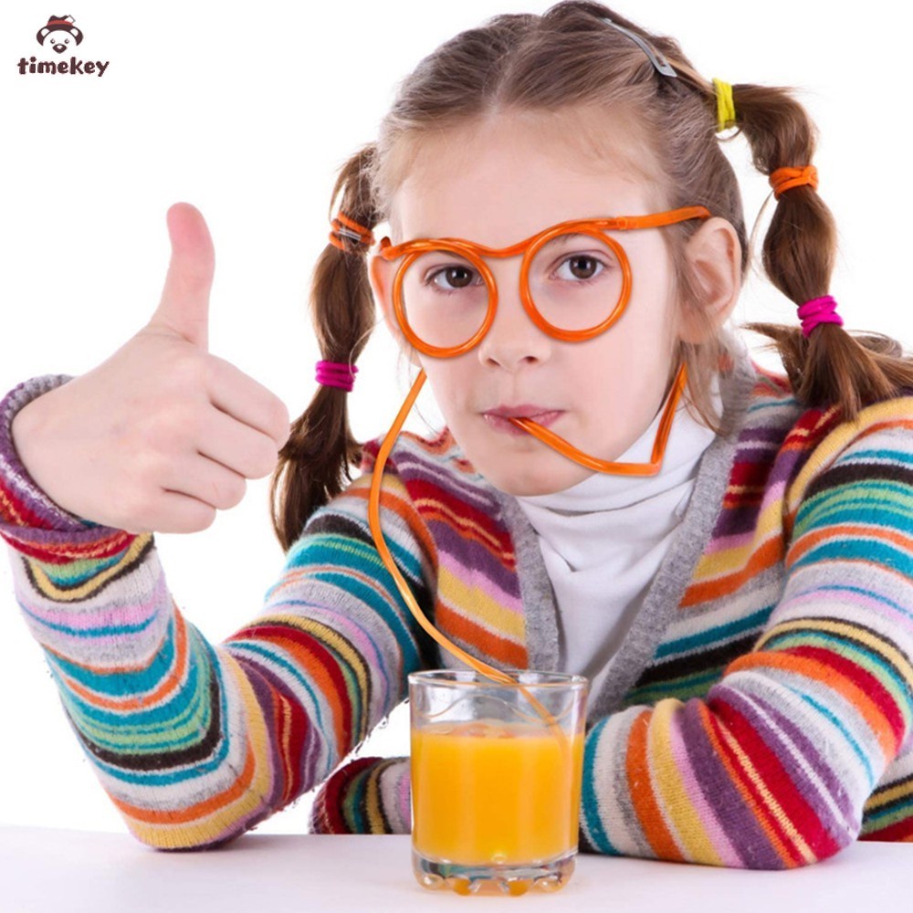 [READY] Kid Fun Colorful Eyeglass Frames Straw Silly Multi-colors Drinking Straws JP6