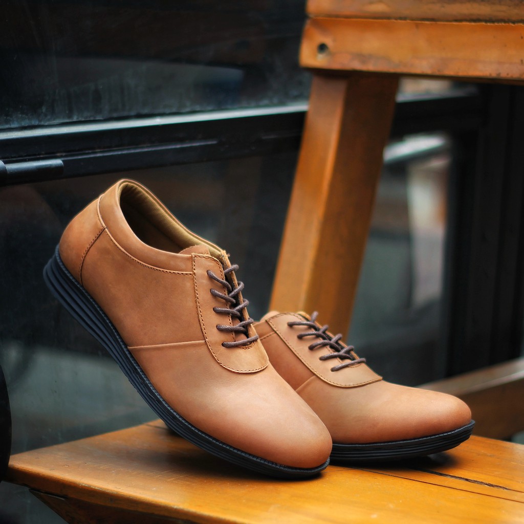 ACCENT CAMEL |FORIND x Reyl| Sepatu Kulit Asli Vintage Klasik Casual Pria Sport Original Footwear