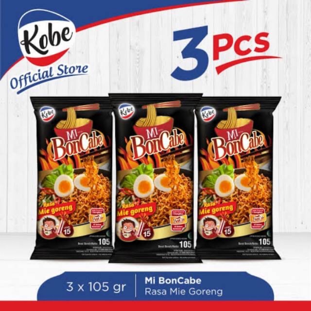 

PACK KOBE MIE BON CABE 3 PCS - MIE BON CABE LEVEL 15 - MIE GORENG BON CABE