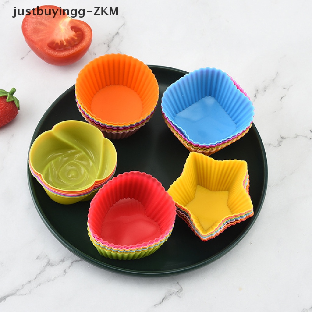 7pcs / Set Cetakan Kue Muffin Cupcake Bahan Silikon Untuk Dekorasi