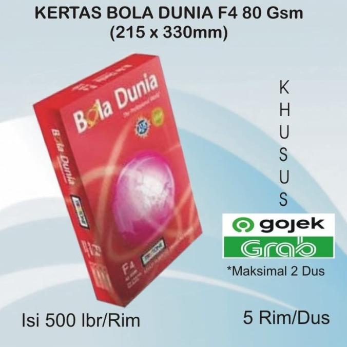 

Sale!!! Kertas Hvs / Foto Copy Bola Dunia F4 80 Grm 215 X 330 Mm Kwalitas No.1 - Paling Dicari