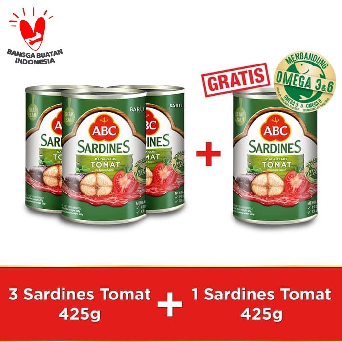 

Jual ABC Sarden Saus Tomat 425 g - Buy 3 pcs Get 1 pcs Free Eksklusif