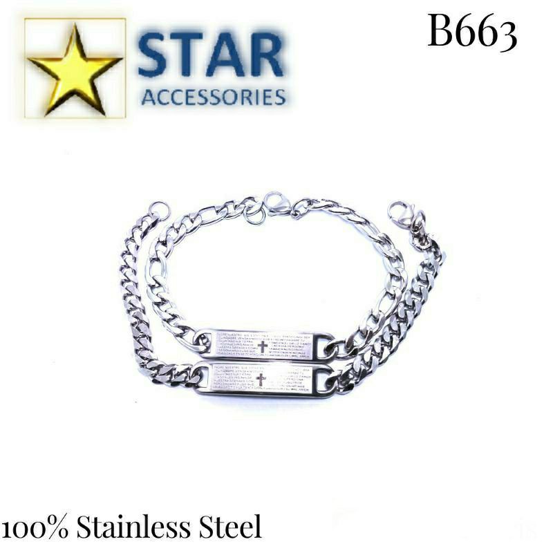 Gelang Titanium Silver | Gelang Titanium Rosario Silver | Gelang Titanium Salib Silver