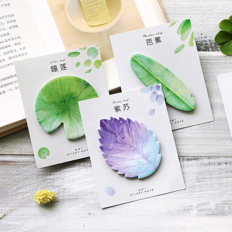 

INDORETAIL | 1 Pcs Kawaii Alami Daun Tanaman Memo Pad Lengket Catatan Pasang Sendiri Diri Perekat