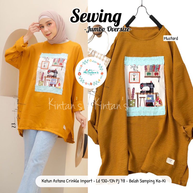 SEWING JUMBO OVERSIZE BY KINTANS (BLOUSE WANITA) Blouse muslimah katun crincle Rekomended