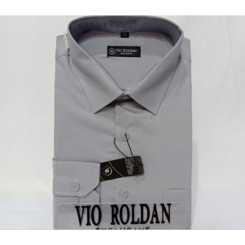Vio Roldan Kemeja Polos Slim Fit Lengan Panjang Kemeja Katun Kemeja Formal Kemeja Pria