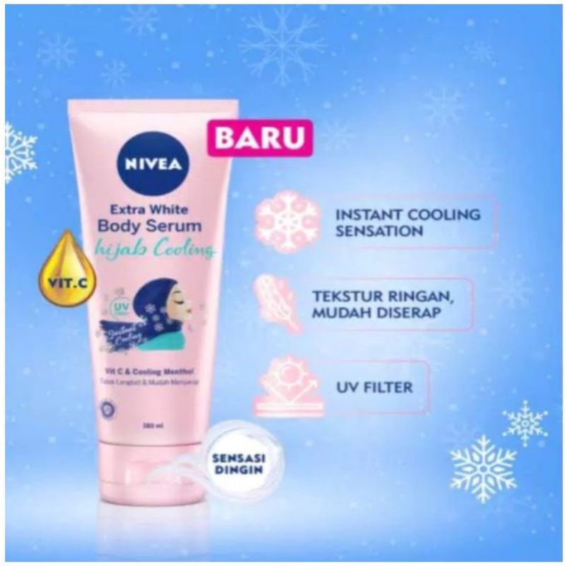 Nivea Extra White Body Serum Hijab Cooling Care &amp; Protect 180ml