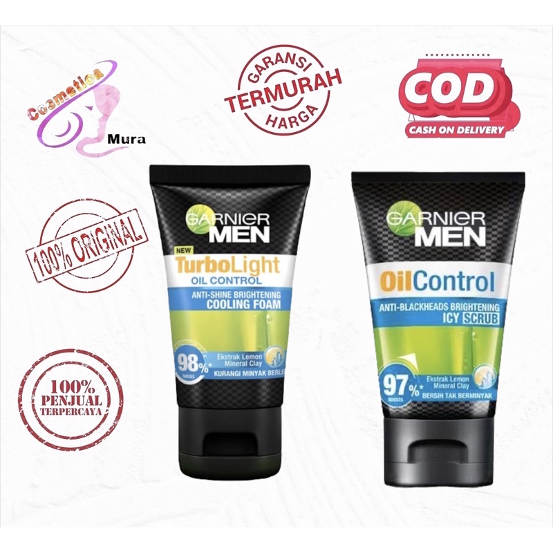 [ 100 ml ] all series - garnier men turbo light oil control cooling scrub - garnier men turbo light oil control icy scrub