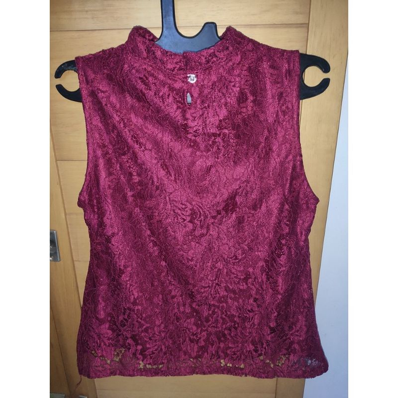 Blouse Atasan Brokat Maroon