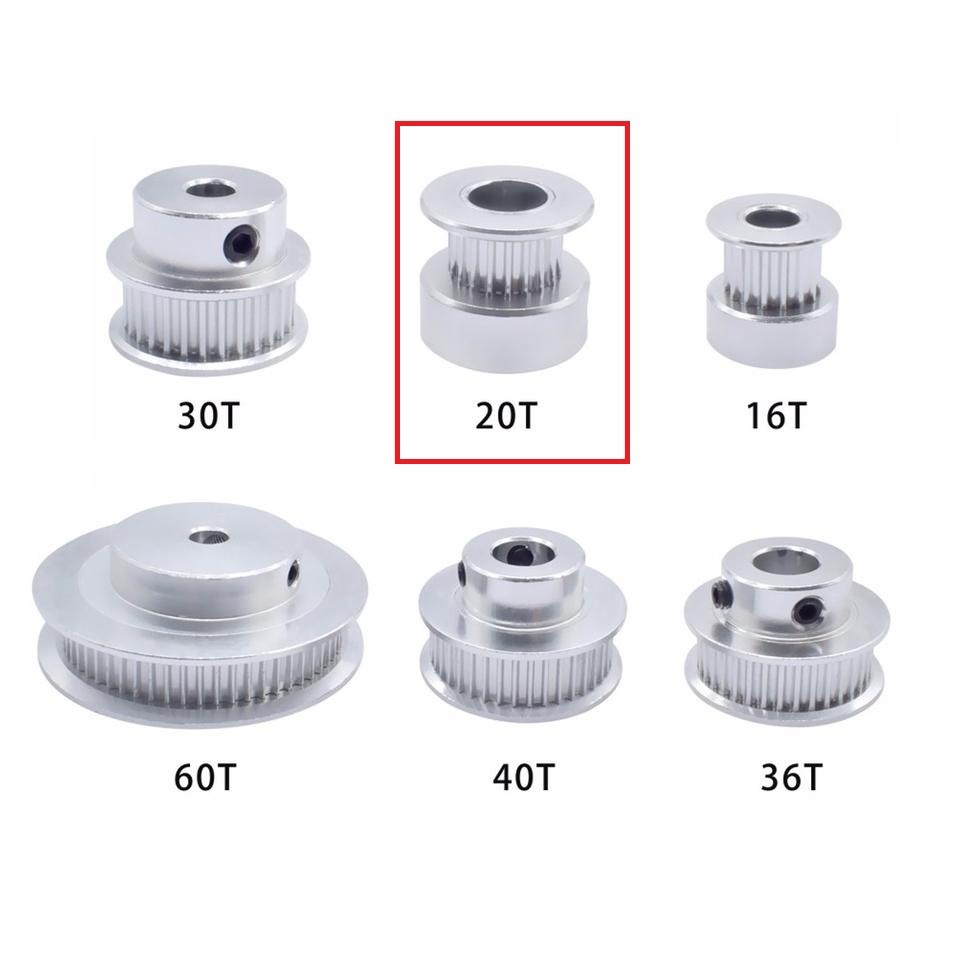 [HAEBOT] GT2 Pulley Pully Timing CNC 20T W10 Bore 3.17 4 5 6 6.35 8 CNC 3D Printer Lebar 10mm Puley 3D Printer Aluminium Pitch 2mm Aktuator Slider Router Mekanik 20 Teeth Gigi