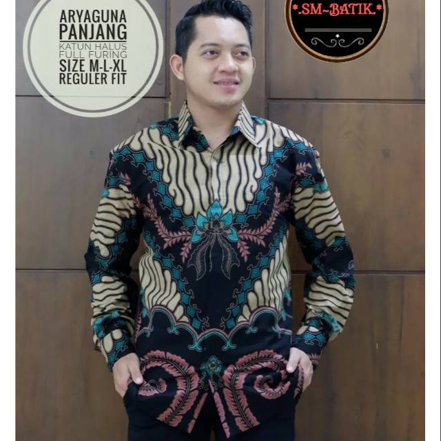 Kemeja Batik Pria ARYAGUNA Bahan Katun Halus Lapis Furing