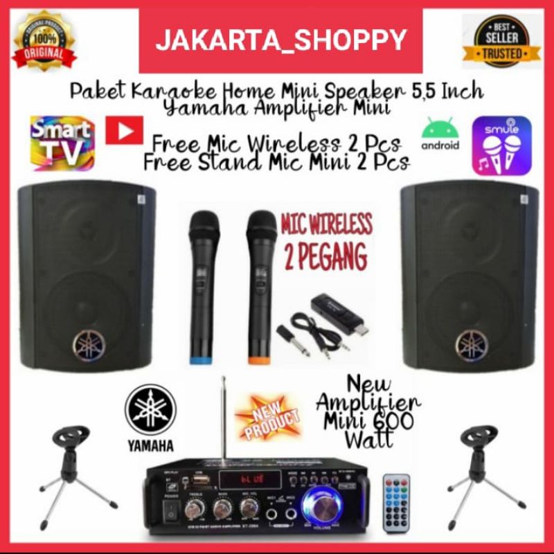 Paket sound karaoke 5,5 inch YAMAHA mic wireless