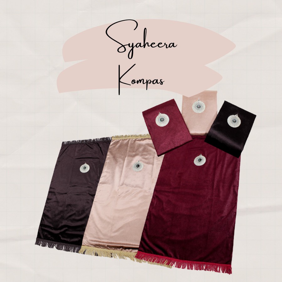 Sajadah Velvet Premium Syaheera Rumbai Kompas Arah Qiblat 110x70