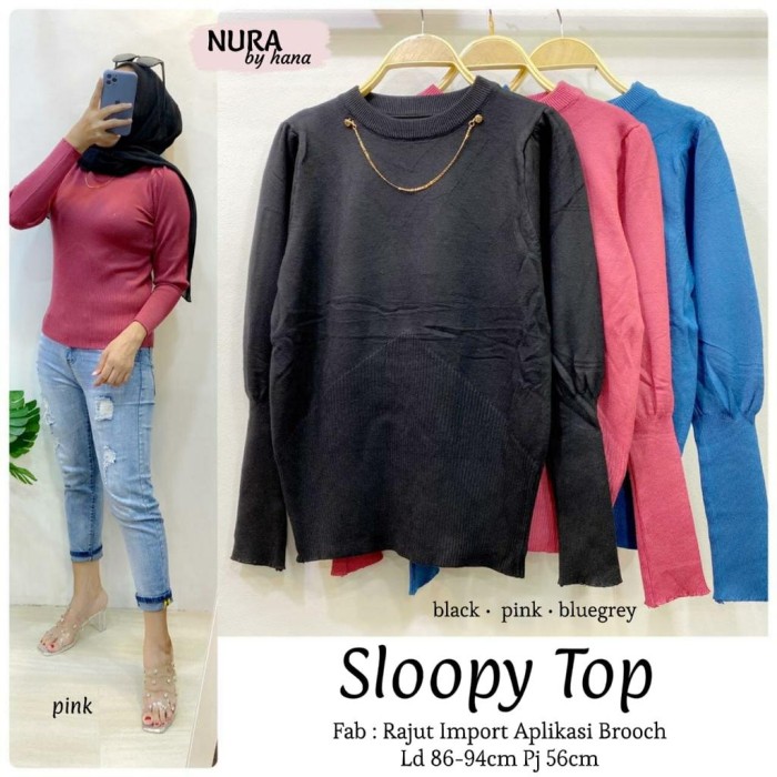 Atasan Wanita Import / Kaos Wanita / Kaos Wanita Import / Kaos Rajut Wanita Import SLOOPY TOP