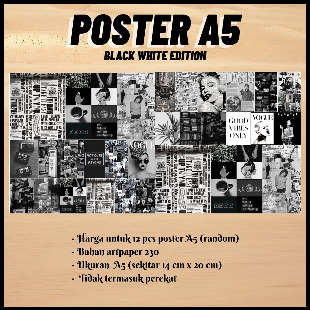

POSTER BLACK WHITE / 12pcs POSTER DINDING AESTHETIC RANDOM
