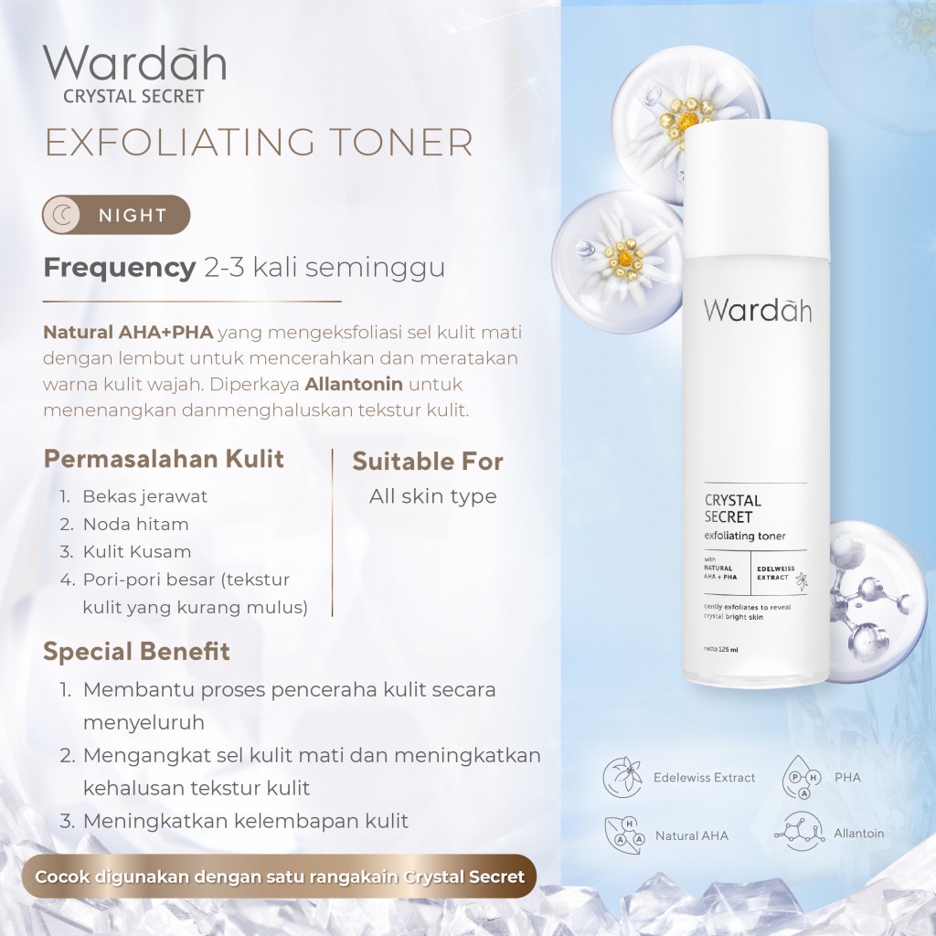 WARDAH White | Crystal Secret Exfoliating Toner With AHA + PHA 150ml