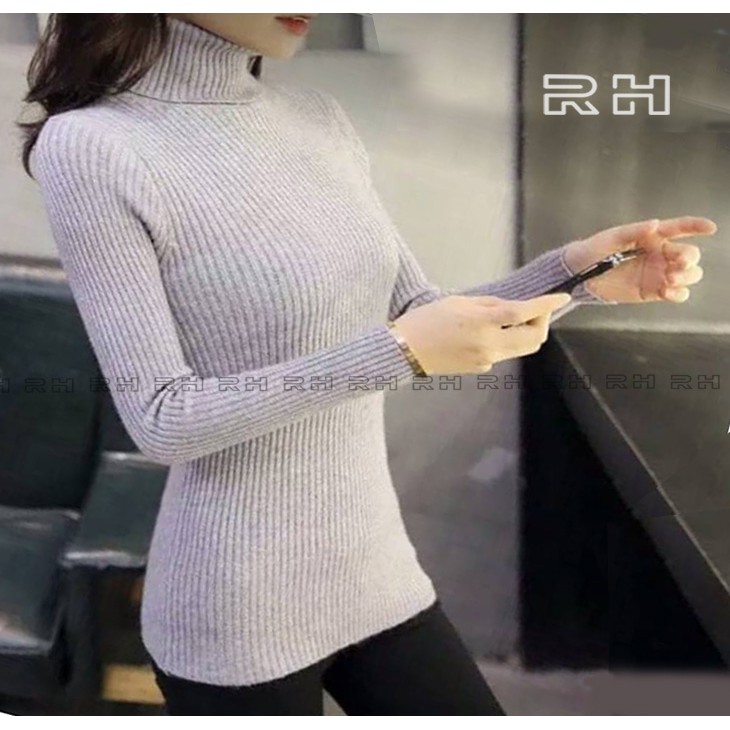 original sweater baju rajut wanita salur/turtleneck wanita/outrewear/switer cewek/rajut kerah tinggi