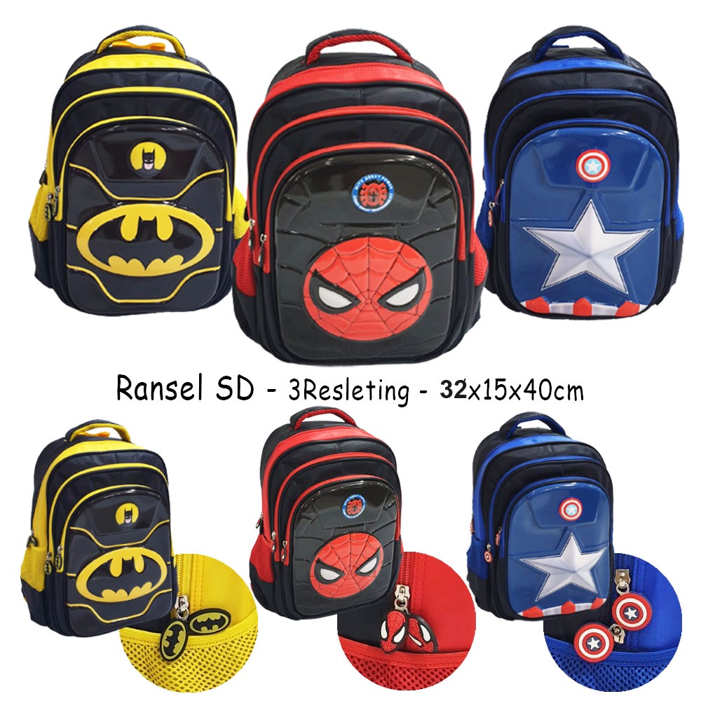 TAS RANSEL ANAK LAKI LAKI SEKOLAH SD KARAKTER SUPER JAGOAN ANAK LAKI LAKI GLOSSY / EMBOS DINO DINOSOURUS 3Res TIMBUL IMPORT ( Alucard - OSH 16&quot;  )