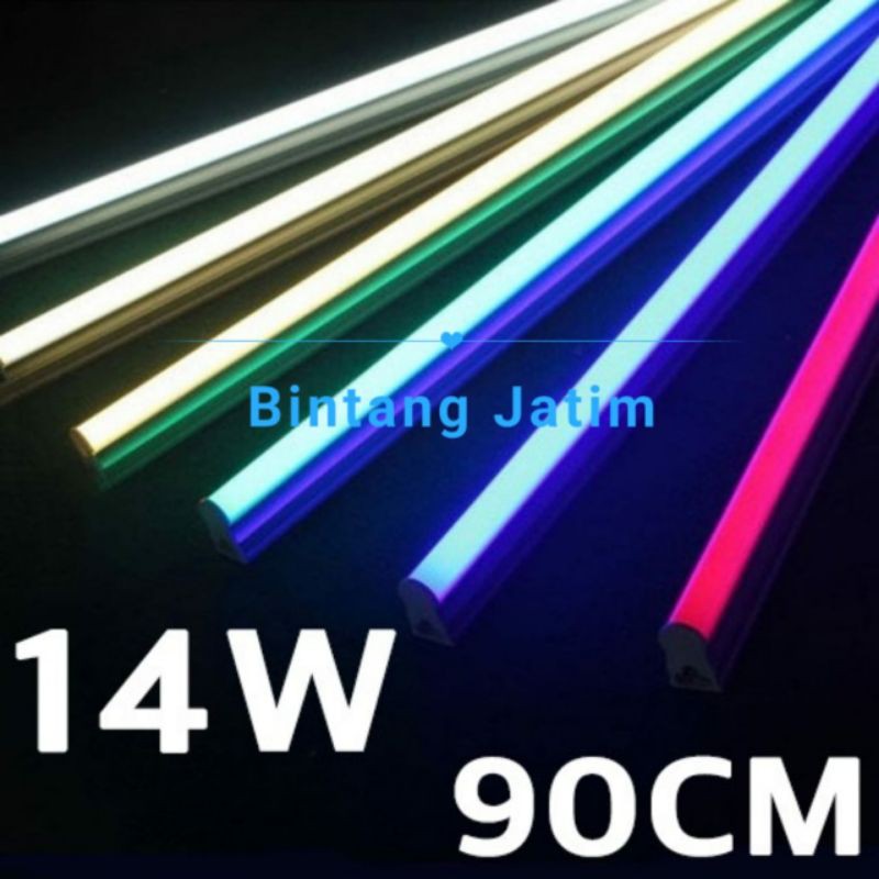lampu tl neon t5 led 14w 90cm tube warna warni