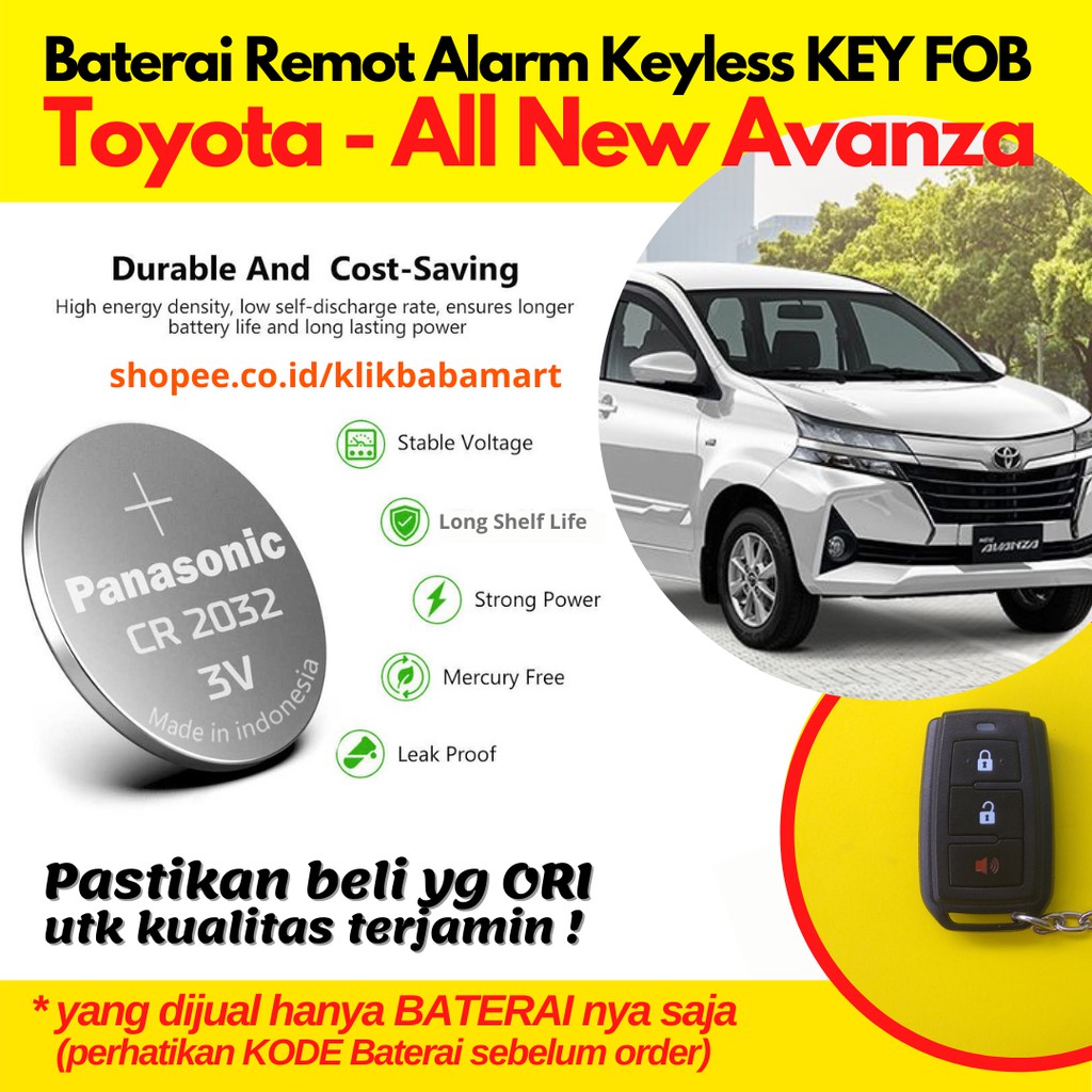 BATERAI REMOT TOYOTA ALL NEW AVANZA ASLI REMOTE BATTERY ALARM KUNCI MOBIL ORIGINAL
