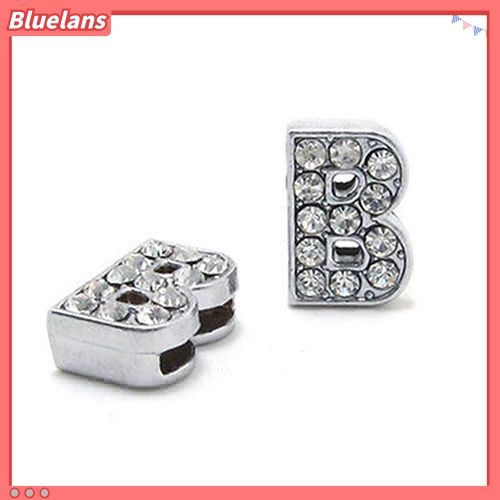 Bluelans 10Pcs A-Z 8mm Rhinestone Slide Letter Charm DIY for Leather Name Bracelet Belt