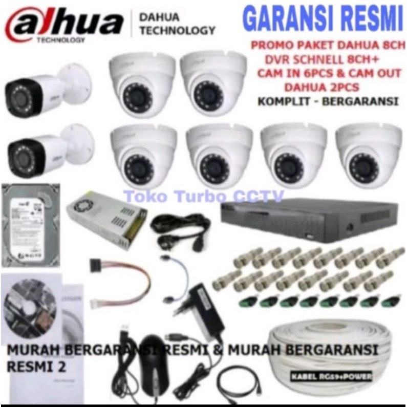 PAKET CCTV DAHUA 8 CHANNEL 2MP 1080P KOMPLIT + HDD 2.000GB SEAGATE / WD