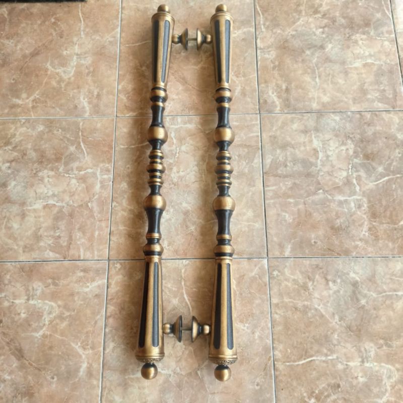 handle pintu rumah kuningan antik klasik baut tembus 80 cm