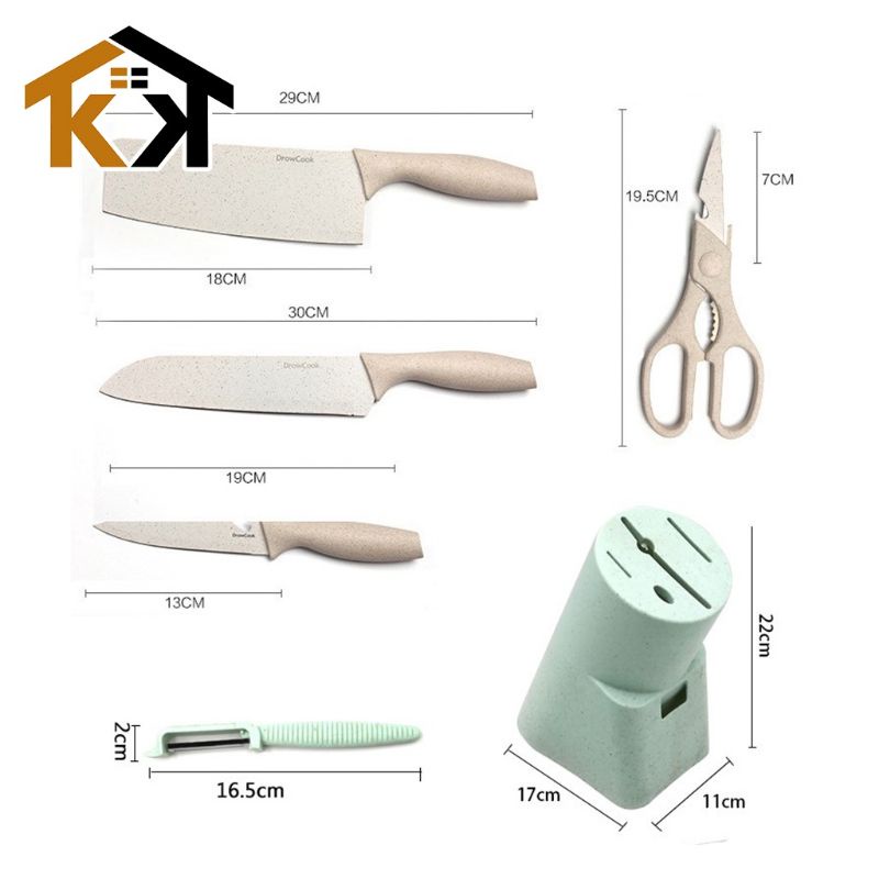 pisau dapur set 6 in 1/kitchen knife set 6 in 1 dengan wadah berkualitas